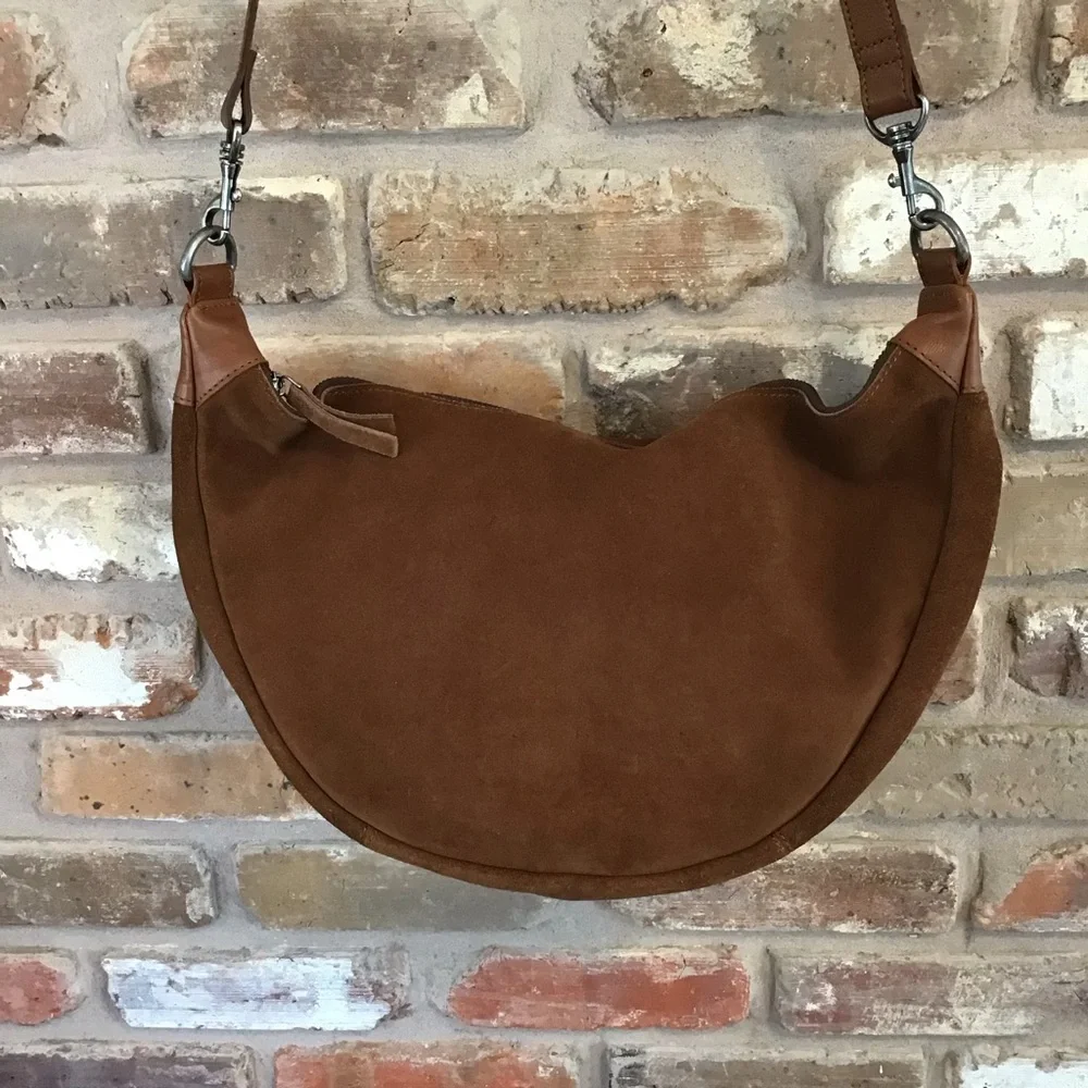 HARBOUR 2ND Women's Brown Suede Leather Moon Crescent Bag